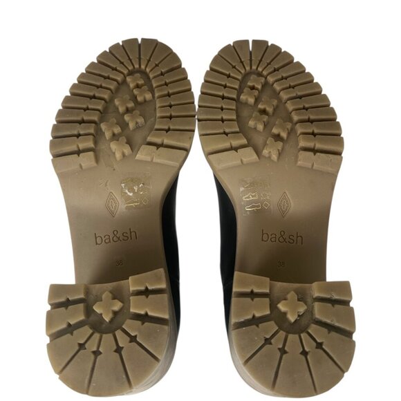 Ba&sh Clare Black Leather Chelsea Platform Chunky Block Heels Ankle Boots 7.5 - Picture 9 of 13